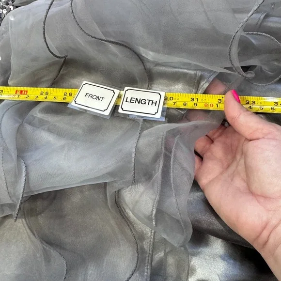 Sequin Halter Gown High Low Ruffle‎ Formal Dress Party Cocktail - Picture 7 of 11